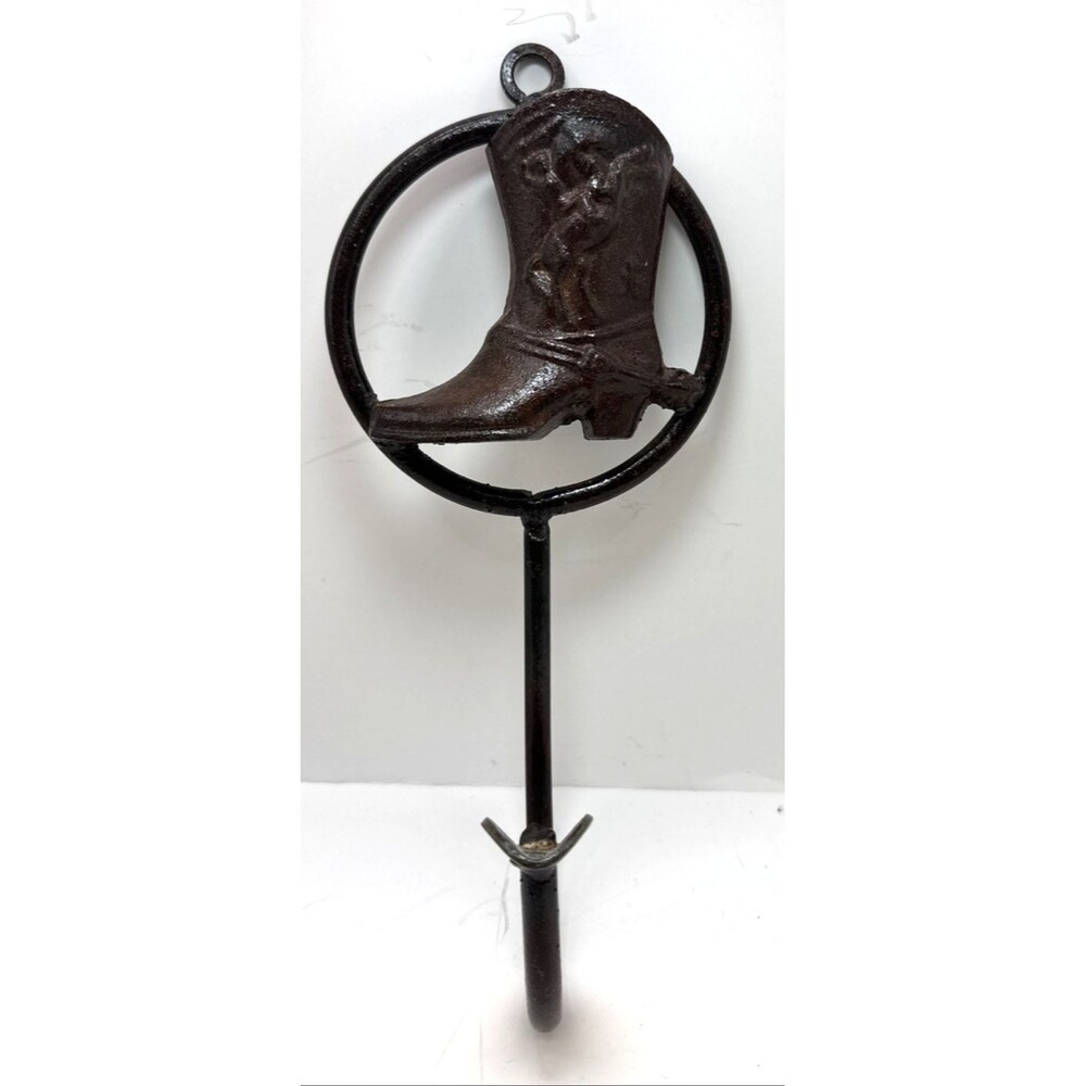 CAST IRON Metal Cowboy Cowgirl Hat Rack Hook Boot Hanging wall